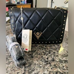 BNWT Valentino Orlandi. Black quilted bag